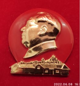 6045北京军区《韶山》金色异形毛主席像章