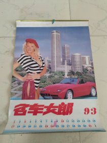 1993年老挂历：名车女郎 12张全 75×52cm
