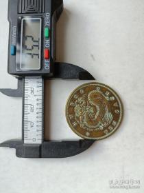 《光绪元宝当制钱二十文铜元》，直径3.5厘米铜质，现代仿制币9.5品，N2619号，铜元