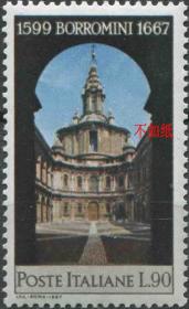 意大利邮票 1967年 建筑师博罗米尼逝世300周年 罗马圣伊沃教堂 1全新EUR14 DD