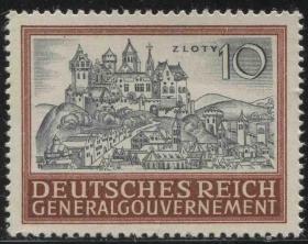 Reich06德国 德占波兰邮票 1942年 建筑遗产 城堡 雕刻版 1枚新 DD