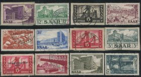 GR04德国邮票 萨尔地区 1948-1955年 重新建设 雕刻版 12枚信销 DD