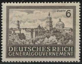 Reich06德国 德占波兰邮票 1942年 建筑遗产 城堡 雕刻版 1枚新 DD