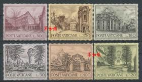 stamp-A06梵蒂冈邮票 1976年 欧洲建筑遗产 宫殿花园喷泉教堂等 雕刻版 6全新 DD