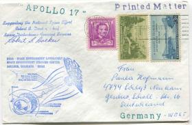FDC-G08美国邮票 1972年 阿波罗17登月 空间粒子扰动预报 签名实寄封 DD