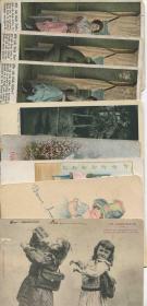 CARD-B01c外国早期 1900-1920s 实寄明信片8枚 儿童青年男女 DD