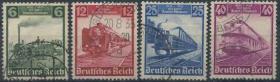 3reich04德国邮票 第三帝国 1935年 德国铁路百年 火车机车 雕刻版 4全信销 DD