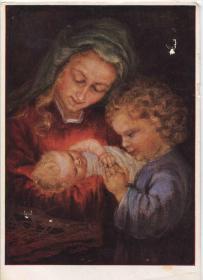 C01德国邮票 西德 1968年实寄明信片 圣诞节绘画 宗教艺术CARD