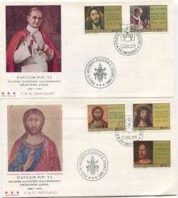 FDC-I07梵蒂冈邮票 1970年 罗马教皇保罗6世从事圣职50周年 绘画 5全首日封 DD