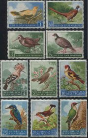 stamp-A08圣马力诺邮票 1960年 鸟类 10全新 DD