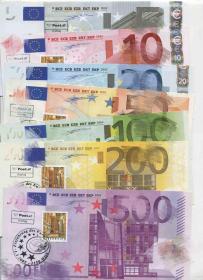 FDC-C17奥地利邮票 2002年 新货币启用 欧元启用 纸币纪念张7枚全1裂口 DD