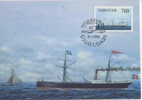 MC-A21法罗群岛邮票 1983年 帆船 轮船 极限片 DD