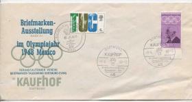 FDC-C21德国英国邮票 1968年 墨西哥奥运会 邮展纪念封