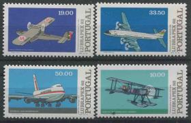 stamp-A26葡萄牙邮票 1982年 葡萄牙巴西联合邮展 飞机 4全新 DD