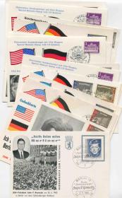 德国邮票 1963年 美国总统肯尼迪访问德国 纪念片14枚FDC-F-30 DD
