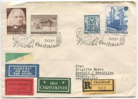 FDC-C13奥地利邮票 1961年 圣诞节实寄封