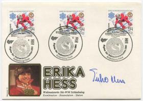 FDC-SP05奥地利邮票 1982年 世界杯高山滑雪赛 滑雪运动员erika hess 签名封 DD