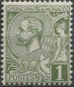 摩纳哥邮票 1891年 阿尔伯特1世大公 普票 1枚新MON01 DD