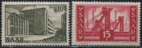 GR03德国邮票 萨尔地区 1952年  国家重建  2枚新 DD