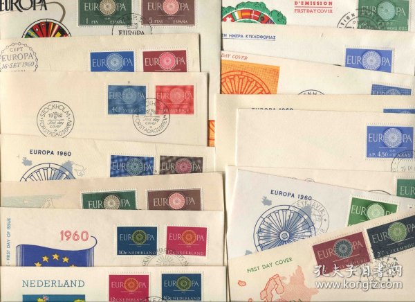 FDC-L09欧洲各国 1960年 欧罗巴 首日封15枚 DD