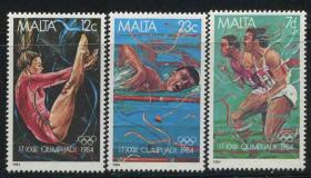 stamp33马耳他邮票 1984年 洛杉矶奥运会 3全新 DD