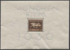 德国邮票 第三帝国 1936年 第三届褐绶带赛马大奖赛 雕刻版 小型张E1 DD