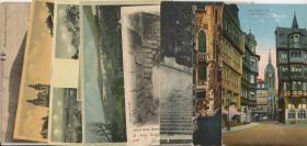 CARD-B01b外国早期 1890-1930s 实寄明信片8枚 建筑古迹风光 DD