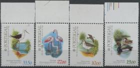 stamp-A26葡萄牙邮票 1982年 特茹河三角洲保护区 鸟 黑腹滨鹬潜鸭火烈鸟 4全新 DD