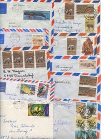 南非邮票 1970-2000s 航空实寄封 动物植物花卉鱼类等 35枚FDC-M-09 DD