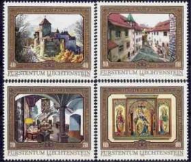 stamp09列支敦士登邮票 1978年 约瑟夫二世登基40年 瓦杜兹皇宫 雕刻版 4全新 DD