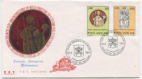 FDC-I07梵蒂冈邮票 1971年 匈牙利国王和圣斯蒂芬诞生的千禧 2全首日封 DD