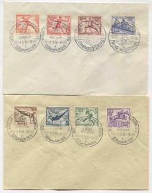 FDC-L06德国邮票 第三帝国 1936年 柏林奥运会第11届夏季奥运会 8全首日封2枚 DD
