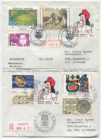 FDC-G29法国邮票 1984年 里昂邮展等 纪念封实寄2枚DD