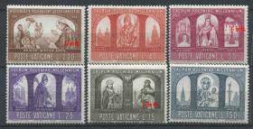 stamp-A06梵蒂冈邮票 1966年 波兰皈依教1000周年 雕刻版 6全新
