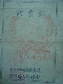 1961年中共洪洞县委党校结业证（油印）
