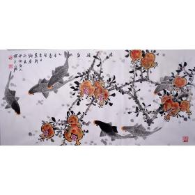中国美术家协会理事陈永锵国画鱼 包纯手绘