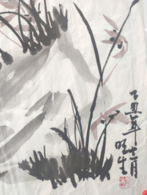 N102：吴桐森入室弟子、北峰画院画师，杨明生国画作品《兰花》一幅
