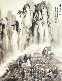 N006：一级美术师、易从网签约画家，王立全国画作品《峰峦山居图》一幅