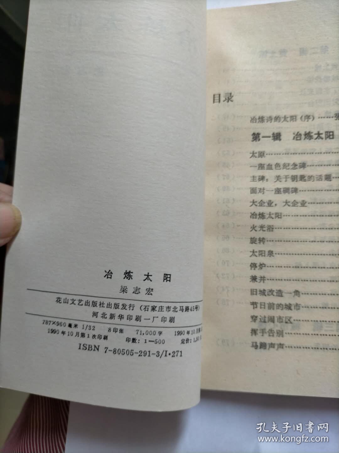 E0648毛翰上款，原《城市文学》主编，诗人梁志宏钤印签赠本《冶炼太阳》  初版初印500册