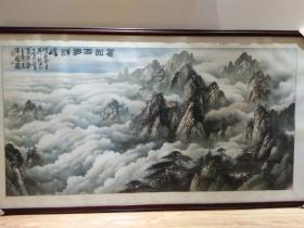 黄山西海群峰 朱淦山水画极品 2003年作品 江苏南通人 中国近现代名家  师承傅抱石、钱松岩、林散之、亚明、宋文治等画家。自成一家了，也就不提什么新金陵画派了，  朱淦字画 保真