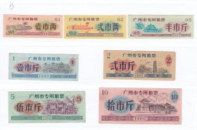 广东省广州市80年粮票 7枚一套  品如图 B