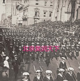纽约哈德逊富尔顿庆典上的英国水手大阅兵 1909年