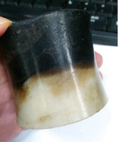 甘肃 齐家风格 高古玉 水银黑沁 束腰 玉管 箍形器