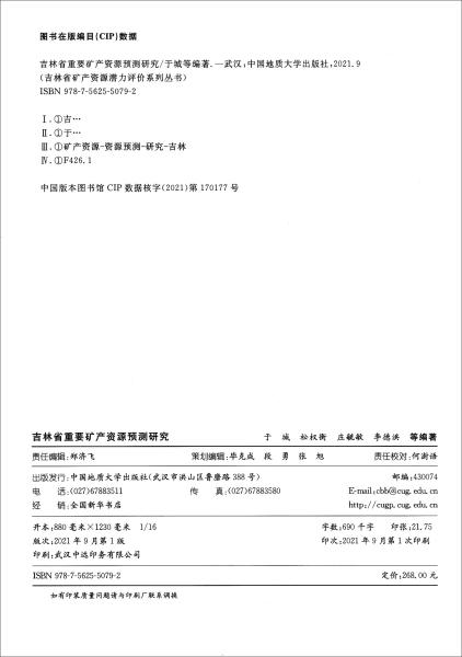 吉林省重要矿产资源预测研究