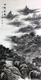 【保真】著名画家莫桂明山水精品：山乡晨曦