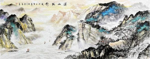 【保真】自由画家陈亮大幅山水：溪山帆影
