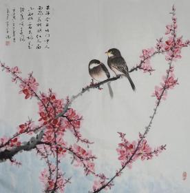 【带合影，授权销售】国家一级美术师、知名画家李玉夕作品：桃花依旧