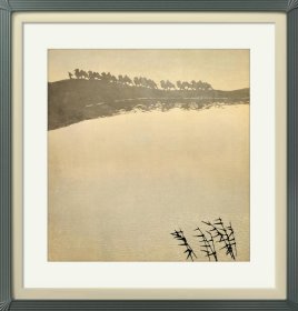 戈沙 1987套色木刻版画《塔里木湖边》
编号38/50