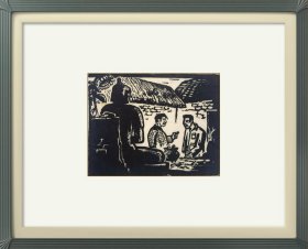 吕蒙 1942木刻 版画《铁佛寺》