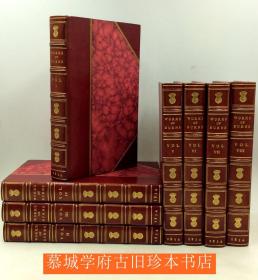 【名家（ROOT）皮装】/竹节、烫金书脊/插图本《彭斯诗集》8册 THE WORKS OF ROBERT BURNS, with His Life, by Allan Cunningham, Volumes I-VIII